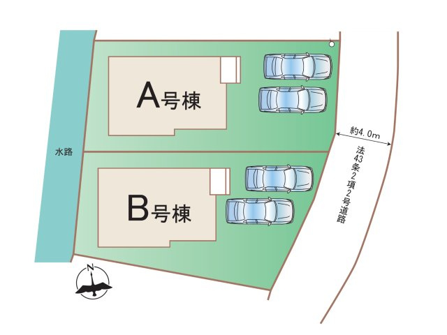 福岡市西区拾六町3丁目第1-2棟（B号棟）の区画図|配置図