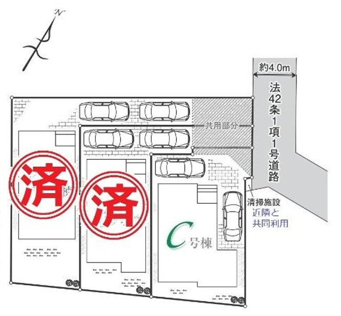 【仲介手数料無料】ハートフルタウン入間小谷田２２期　全３棟　C号棟　の区画図
