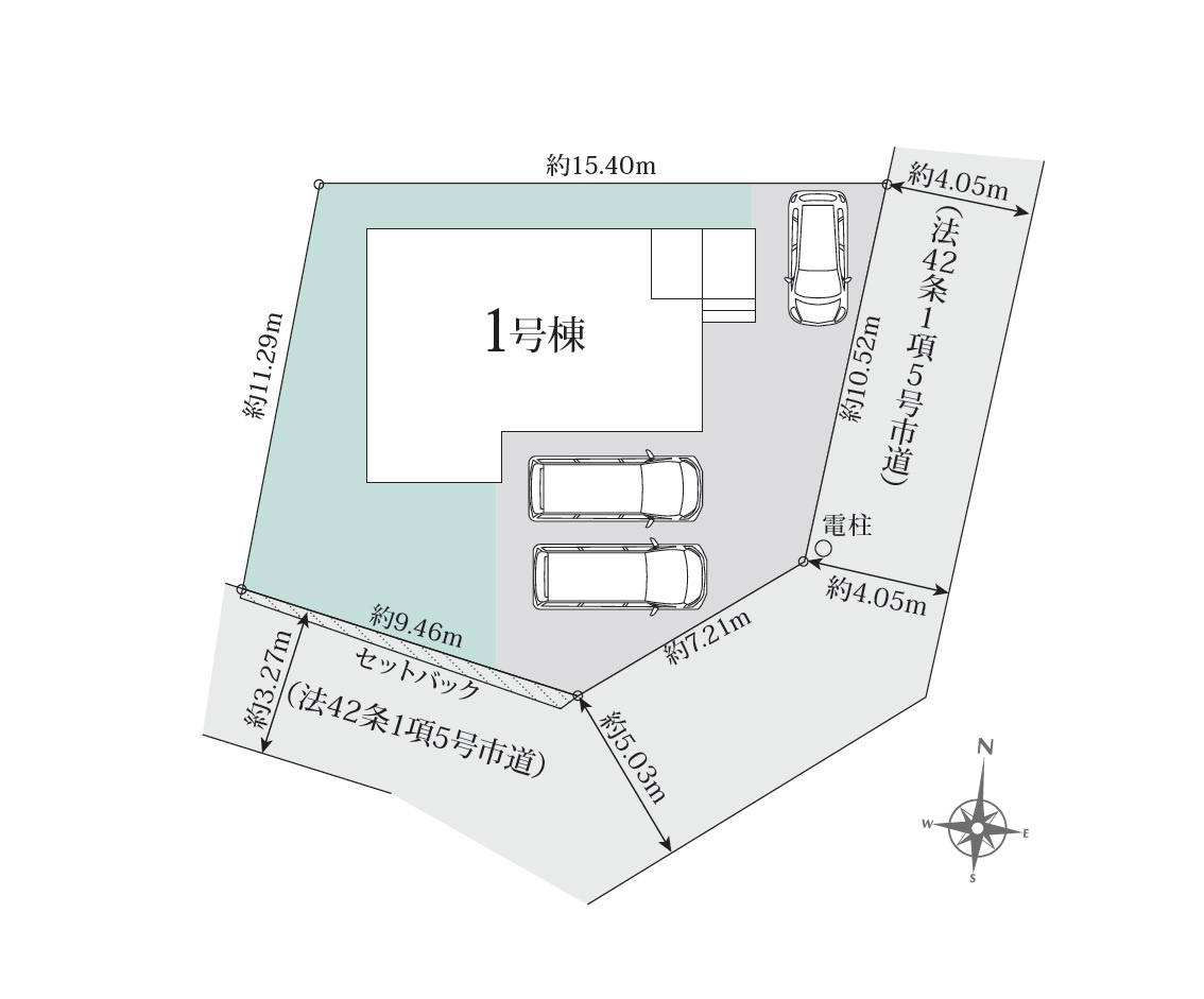 福岡市東区和白東5丁目第1-1棟（1号棟）の区画図|配置図（1号棟）