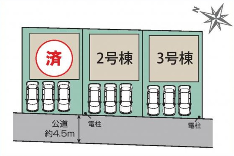 【仲介手数料無料】狭山市水野　新築戸建　全３棟　１号棟　の区画図