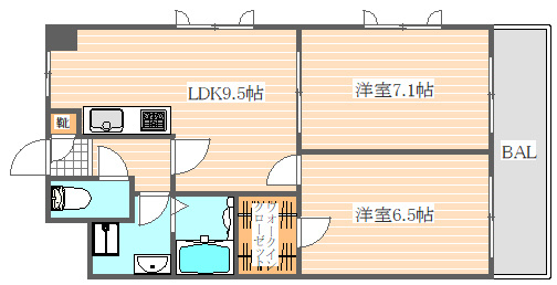 第17川崎ビルの間取り|使いやすい間取りです。