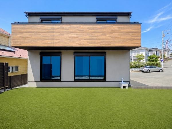 横浜市栄区本郷台３丁目の新築一戸建の庭|荷物を置くのもよし！お好きなお花を置いてみるのもよし！
色々な用途で使えるスペースです。
※お庭をCGで芝風にアレンジしています。