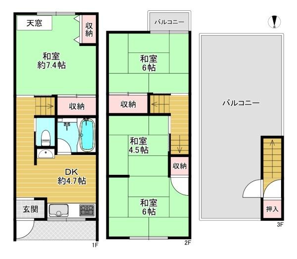 【間取り】 | 大阪市都島区都島中通3丁目　中古テラスハウス