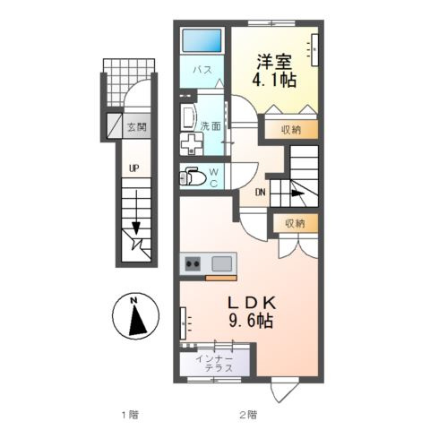 仮）千波町字千波原 新築アパートの間取り