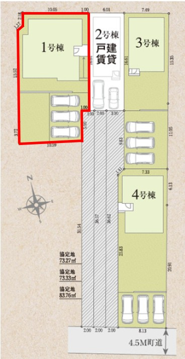 玉村町板井02期（全4棟）1号棟の区画図
