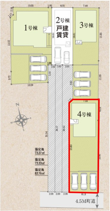 玉村町板井02期（全4棟）4号棟の区画図