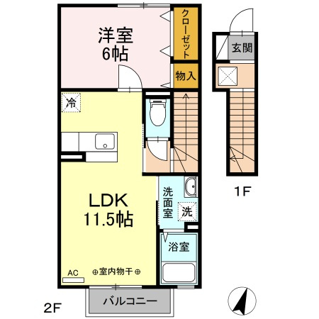 【間取り】 | グレイスコート清原台　Ｂ