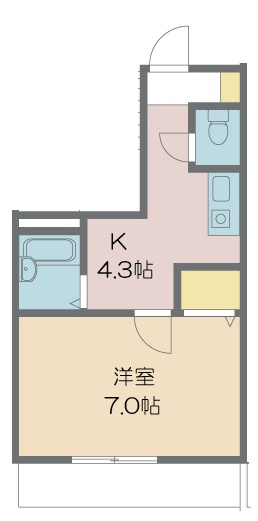 【間取り】 | メゾン・マユ | 広めのキッチンのある１Kです