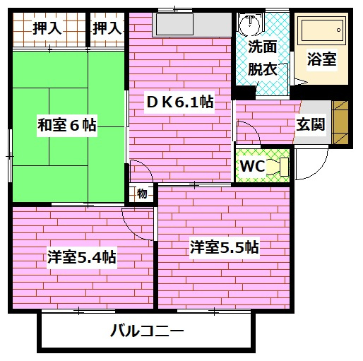 タウンヒルズDOI A棟の間取り
