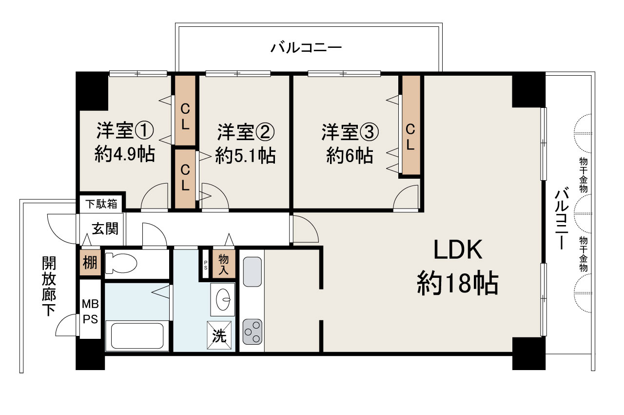 ファミール堺パート弐の間取り|リフォームの詳細についてはお問合せください。