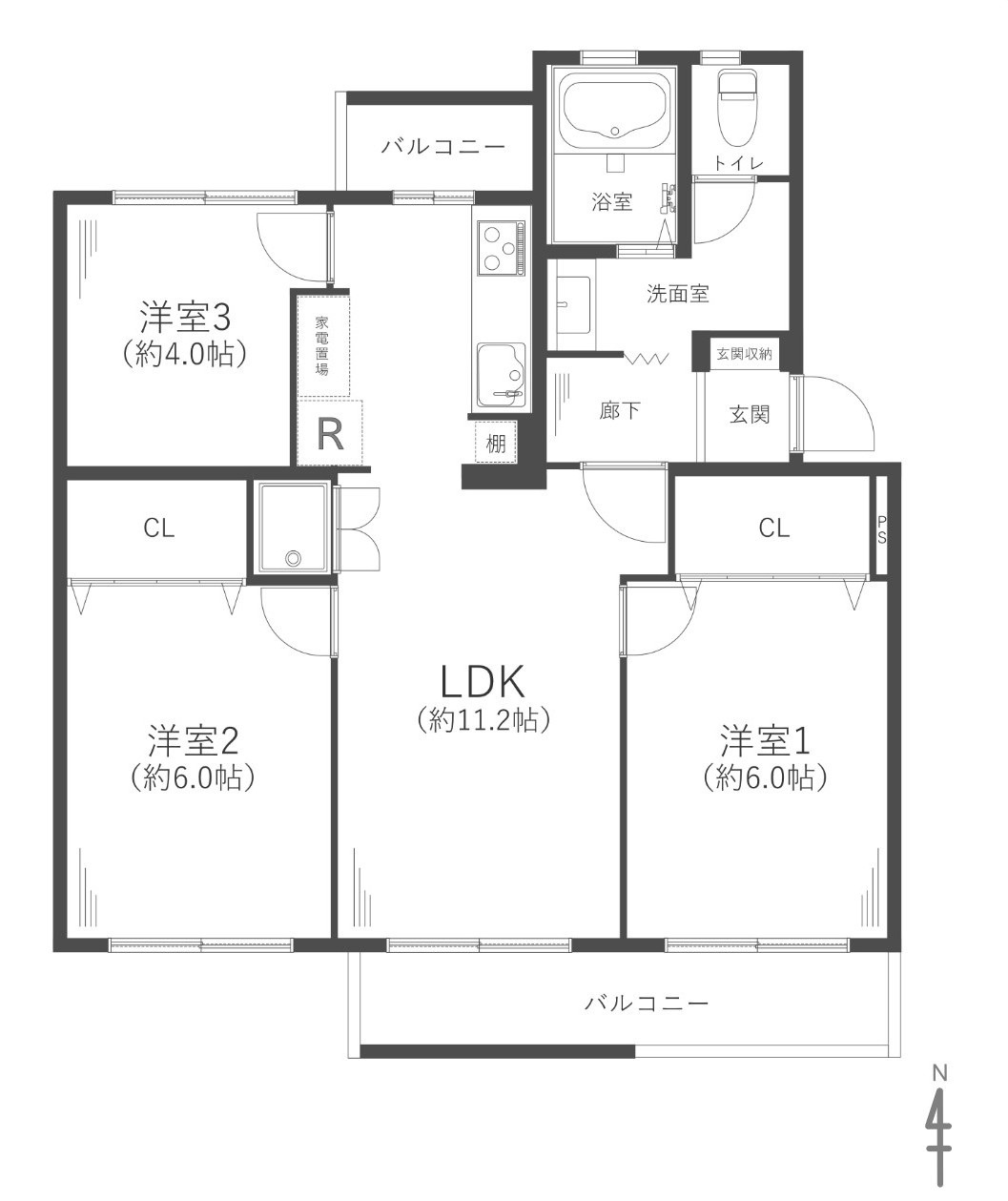 新金岡参丁壱番住宅第壱八棟の間取り