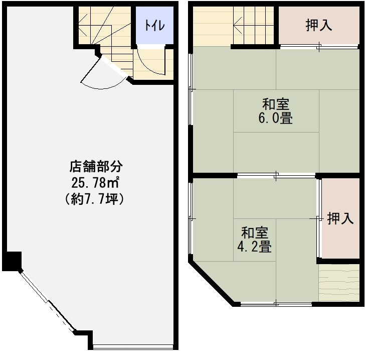 柏原市清州１丁目の店舗一部の間取り