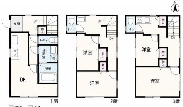 荒川区南千住2丁目中古住宅の間取り|南西角地につきまして日当たり・通風良好