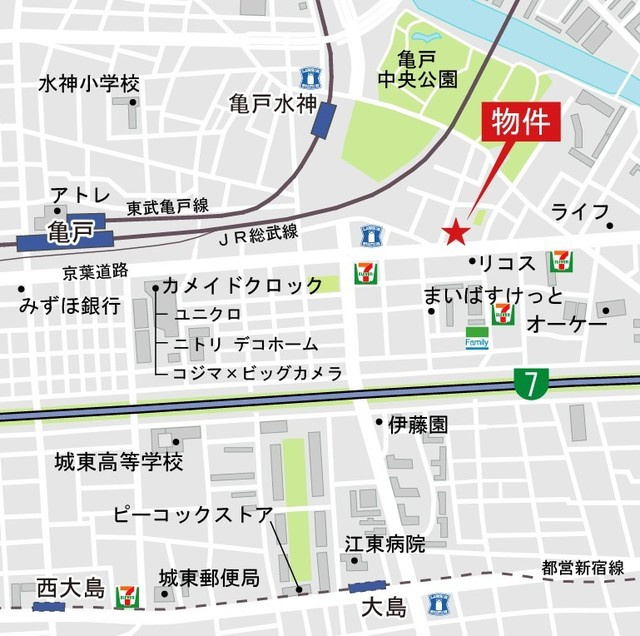 パークアクシス亀戸中央公園の地図