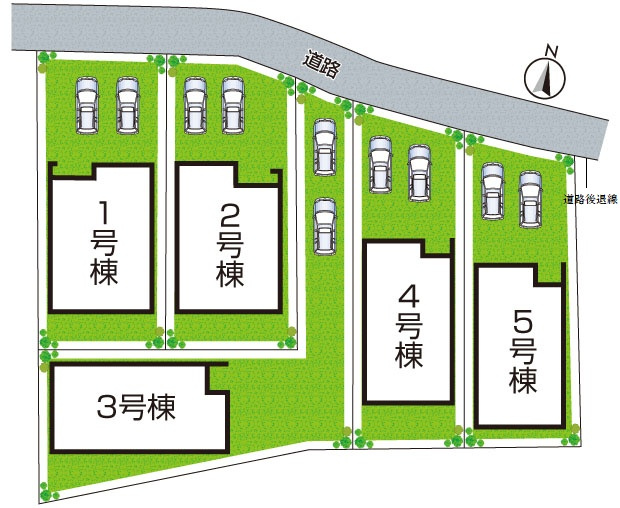 川西市見野　第5期　新築一戸建ての区画図|全5区画