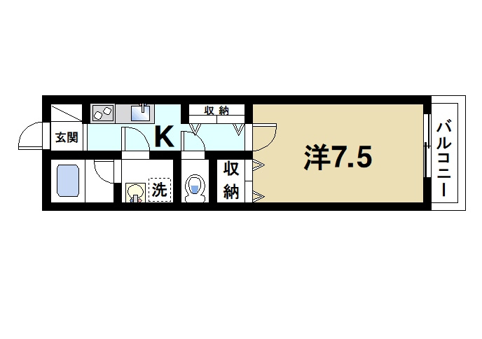 グラディオ新大宮の間取り|1Kの間取りです