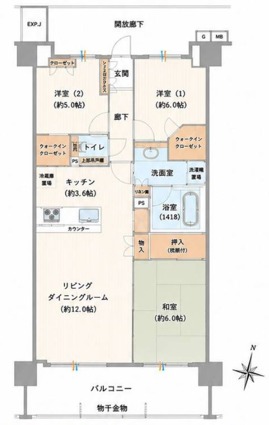 スターコート豊洲の間取り|南東向きにつきまして日当たり・通風良好。新規リノベーションマンション。