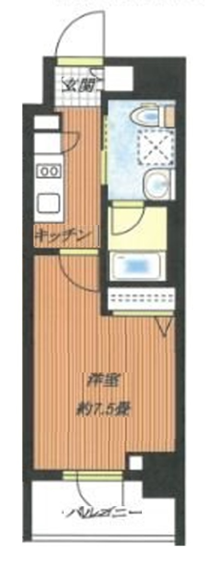 リクエスト東京西六郷の間取り|洋室7.5帖の1Kバストイレ別独立洗面台！