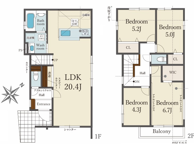 LDK20帖以上確保　春日台2期2号棟　新築戸建の間取り