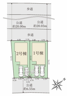LDK20帖以上確保　春日台2期2号棟　新築戸建の区画図