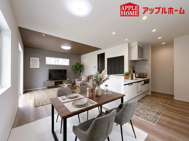 グリーンガーデン 大宮大和田の居間・リビング|広々リビング×対面キッチンで家族の会話も弾みます♪家族団らんの秘訣は間取りにあり☆夢のマイホームを一緒に叶えましょう！