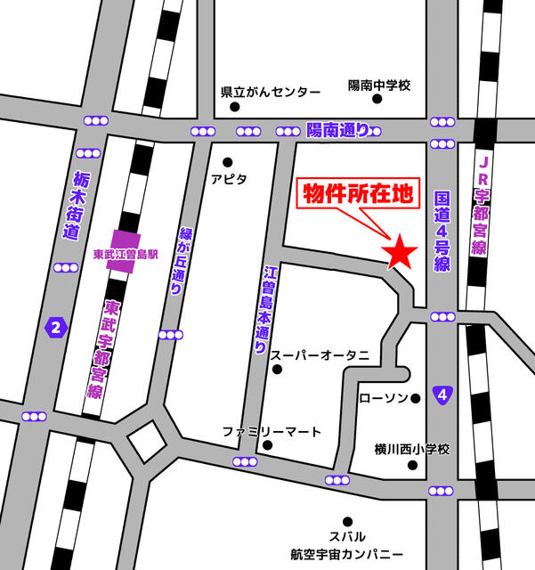 宇都宮市江曽島町　205.08㎡　売地の区画図|現場案内図