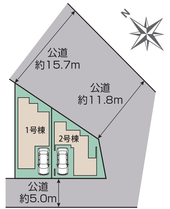 新築戸建　神戸市兵庫区菊水町4丁目11　２号棟の区画図