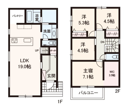 【間取り】 | madre court日置荘西町5 | WICやパントリーなど収納豊富な4LDK新築戸建♪