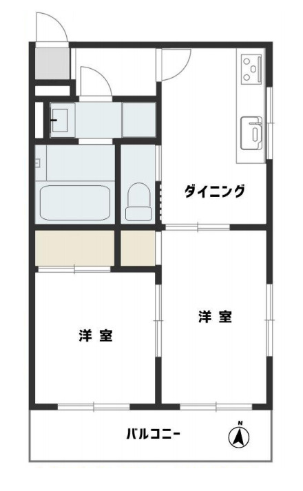 第13大宮ハイツの間取り|【第13大宮ハイツ】・2DK・専有面積35.11m2