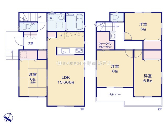【間取り】 | 坂戸市片柳　いろどりアイタウン　新築戸建　全1棟　1号棟