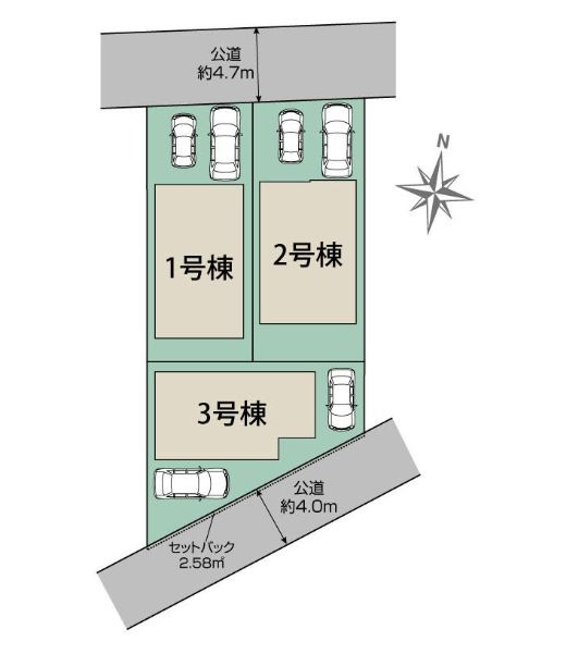 茅ヶ崎市東海岸南6丁目新築戸建て　1号棟の区画図|区画図「茅ヶ崎市東海岸南6丁目新築戸建て」