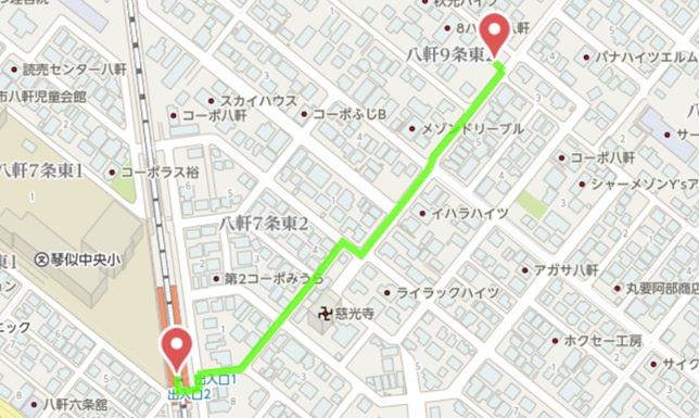 【新築戸建】札幌市西区八軒9条東2丁目3棟の地図