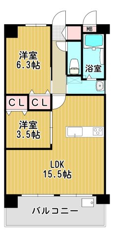 中古　ルグラン羽犬塚駅前の間取り