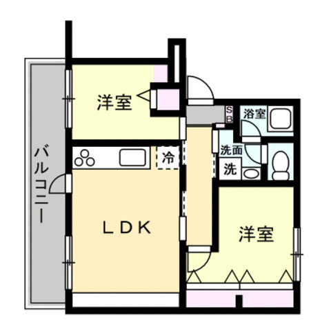 ハイライフ呼続A棟の間取り|２LDKの間取りです。分譲時の間取りから変更しております。
