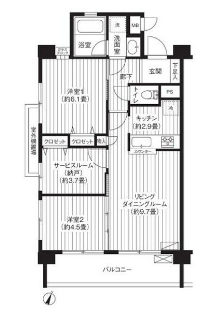 川崎市多摩区宿河原５丁目の賃貸マンションの間取り