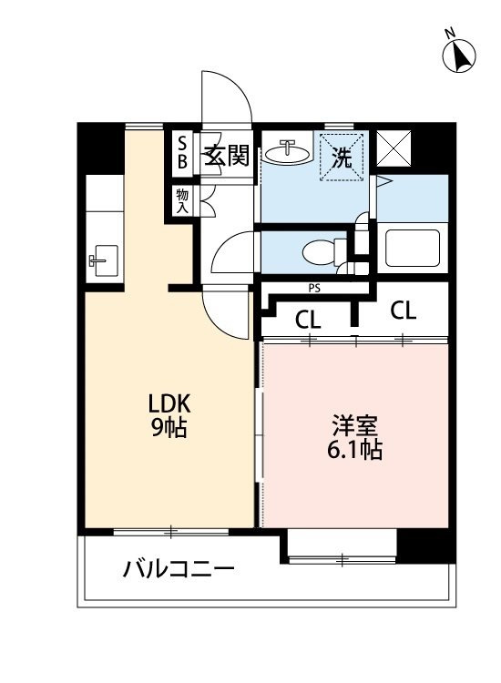 熊本市中央区黒髪２丁目の賃貸マンションの間取り