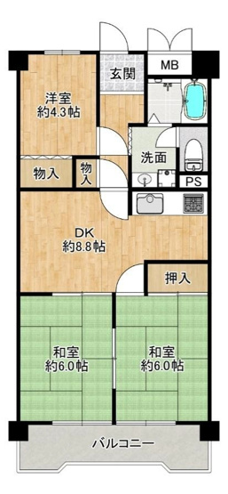 【間取り】 | シャトー新大阪 | 南向き・リフォーム用物件としておすすめ