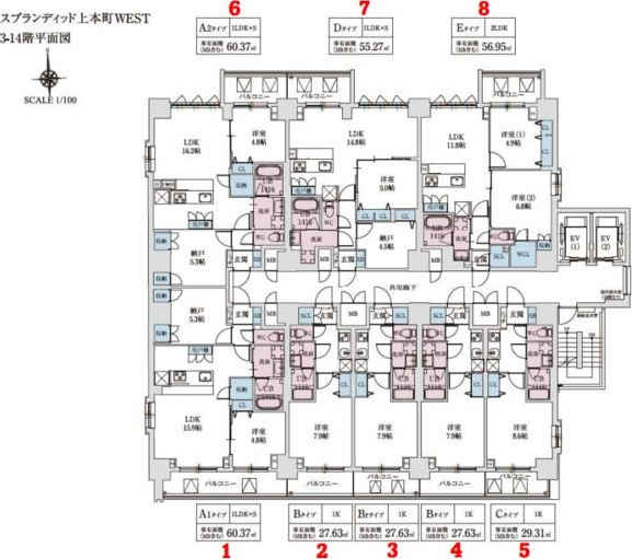 スプランディッド上本町WESTの間取り
