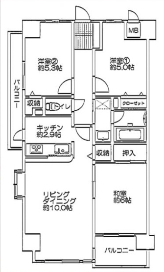 【間取り】 | ライオンズマンション川越第2　3LDK　3F