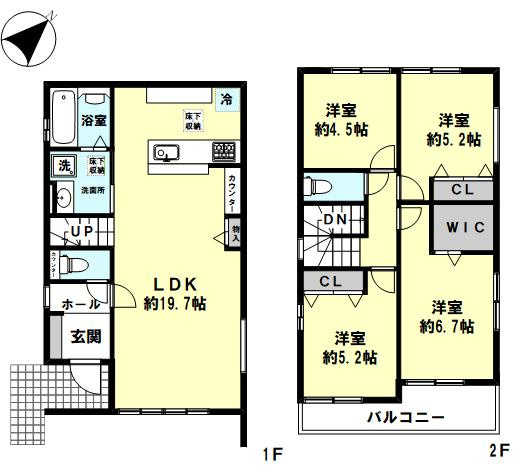 神戸市西区春日台2丁目新築戸建1号棟の間取り