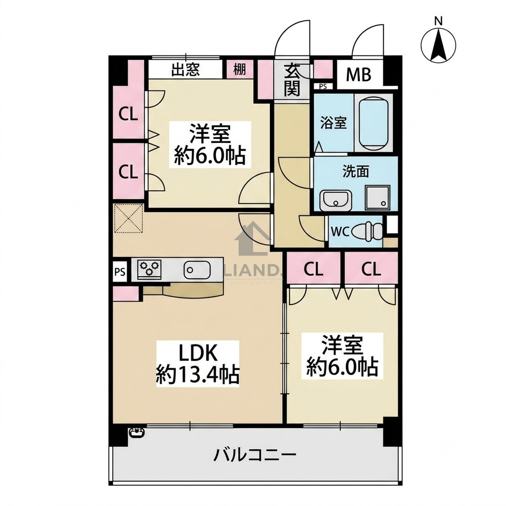  ポワッソン　ルージュ　板付小学校区の間取り|ポワッソン　ルージュ