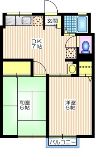 シティハイム　ブラドリー２の間取り|居室は２Ｆ南向きで明るく　キッチン・バスルームにも窓があって解放感たっぷりです