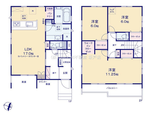 【間取り】 | 鶴ヶ島市藤金7期　ブルーミングガーデン　新築戸建　全1棟　1号棟