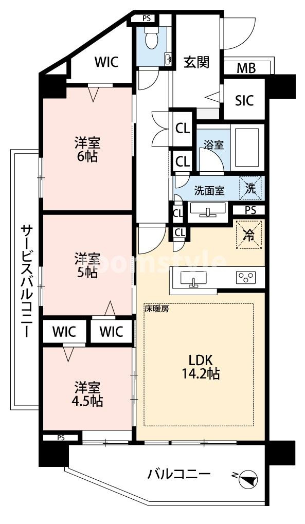 エクセレントシティ小岩ザ・ミライズの間取り|複数のWICやSICで圧倒の収納力のファミリー物件。