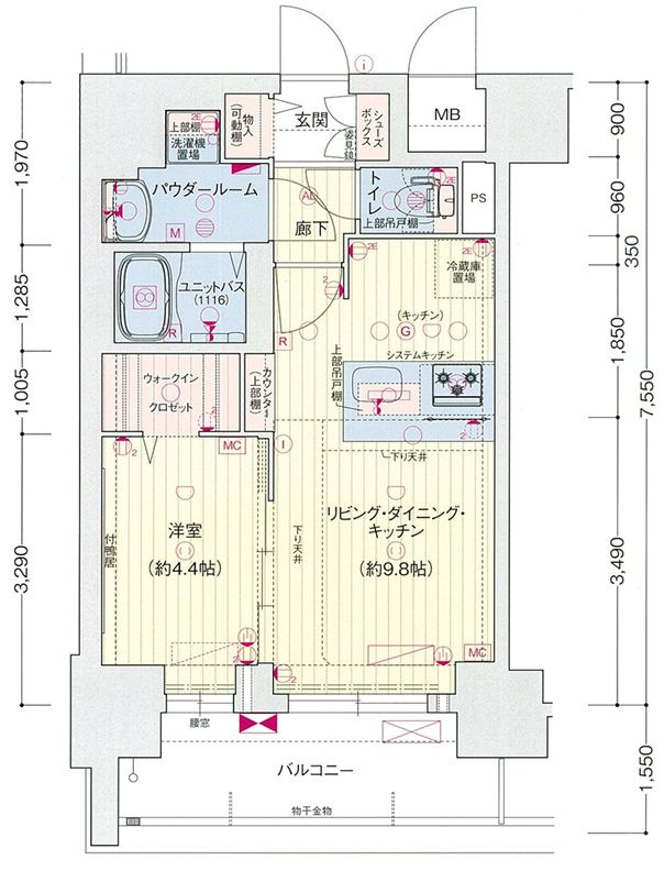 名古屋市中区丸の内１丁目の賃貸マンションの間取り