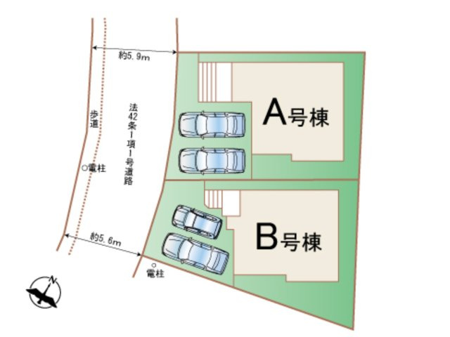 福岡市東区多々良2丁目第1-2棟（B号棟）の区画図|配置図（B号棟）