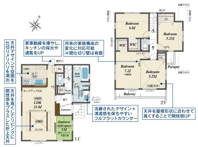 練馬区土支田4丁目　長期優良住宅×BELS取得　省エネ邸宅全3棟の区画図