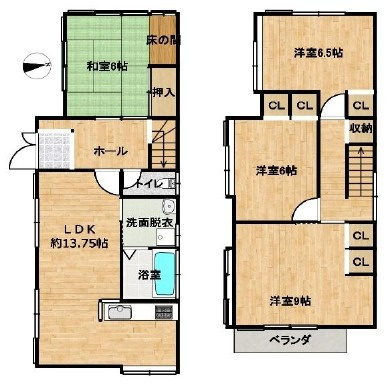 草津市野村4丁目　中古戸建ての間取り