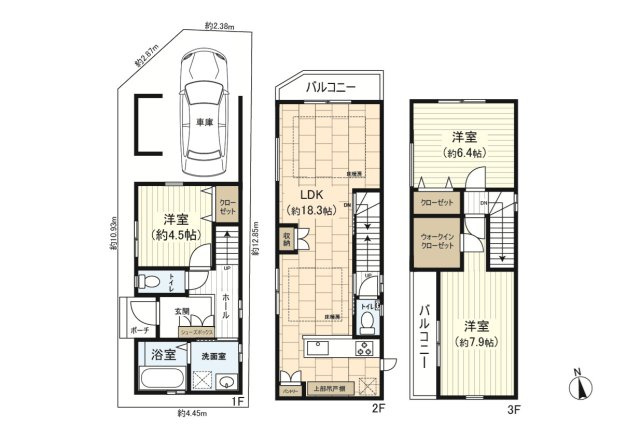 【間取り】 | 東大阪市稲葉1丁目　新築一戸建 | 角地に建つ３LDK♪２０２６年６月建築！