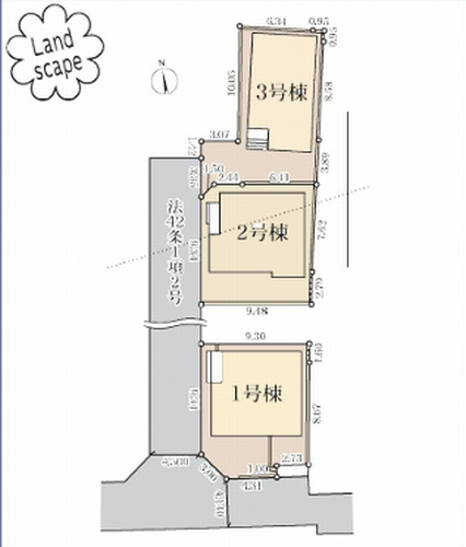 【仲介手数料０円】茅ヶ崎市ひばりが丘　新築一戸建て　全3棟の区画図|【仲介手数料０円】茅ヶ崎市ひばりが丘　新築一戸建て　全3棟